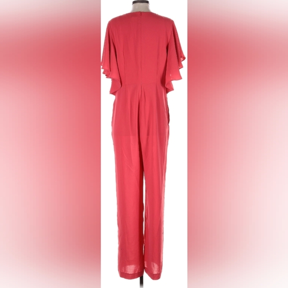 Chicos Ruffle Sleeve Coral Jumpsuit Size 2 (US 12/14 L ) NWT MSRP $159 - Picture 3 of 8